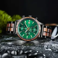 BOBO BIRD Mens Watches Wood & Stainless Combined Chronograph Military Quartz Casual Wristwatches Customized Dropshipping