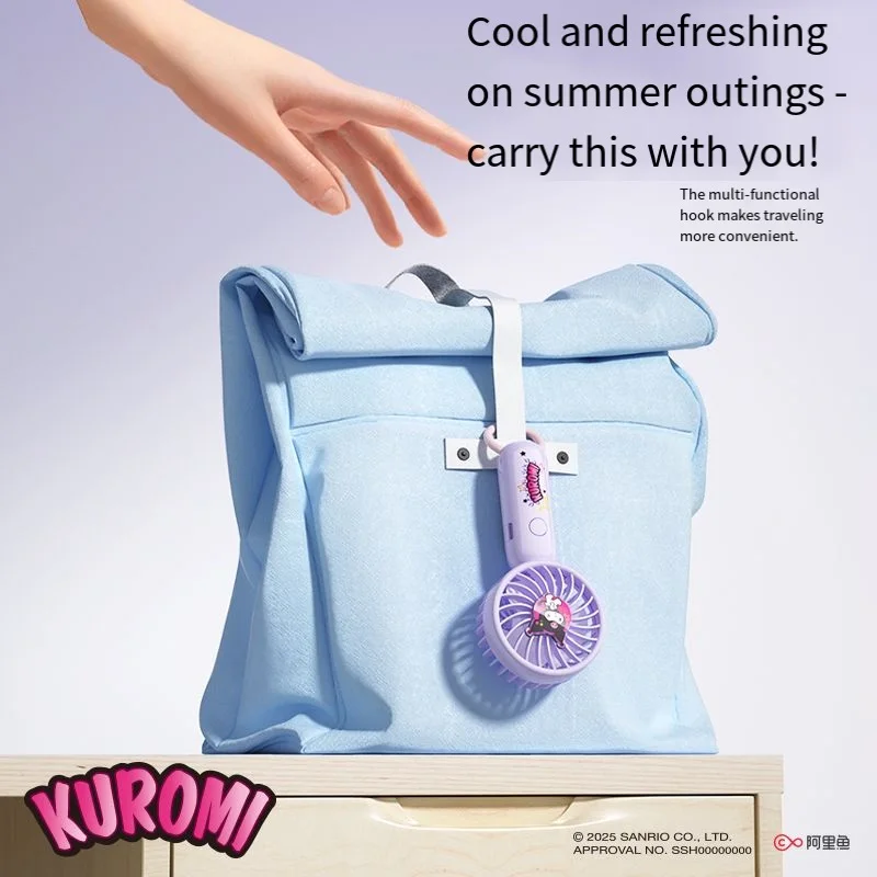 Sanrio Cinnamoroll Mini Cute Handheld Fan Summer Cartoon Student Portable Hanging Vertical Desktop Cooling Small Fan Girl Gift