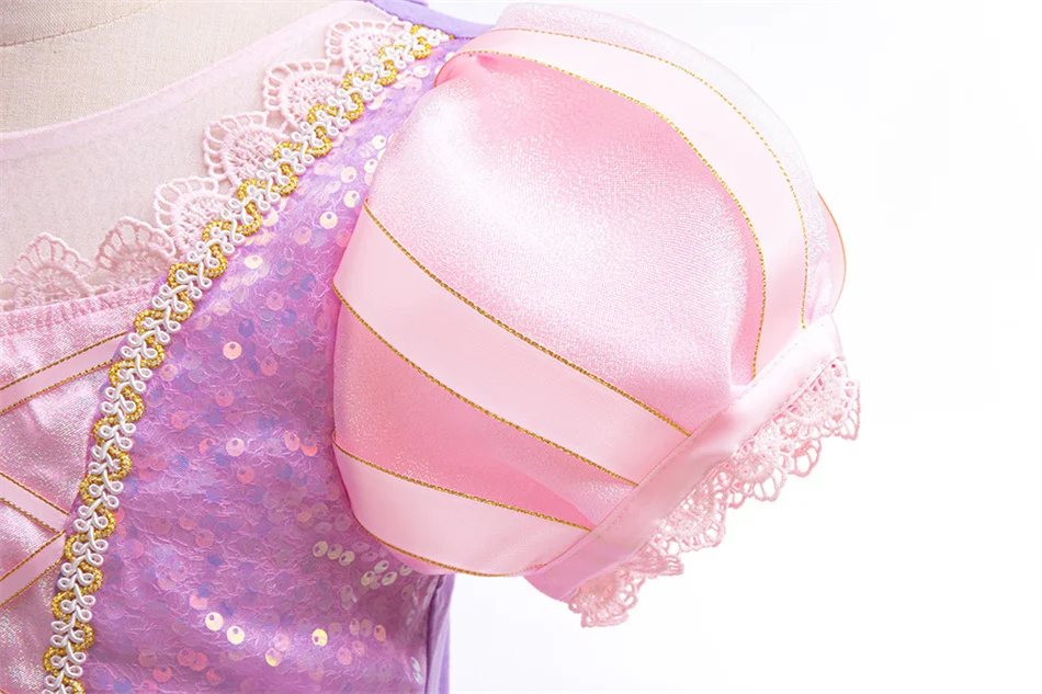Mädchen Rapunzel Cosplay Prinzessinnen-Kostüm Kinder Tangled Rollenspiel Bühnenauftritt Kleid Kinder Geburtstag Halloween Party Kleider – Detail 6