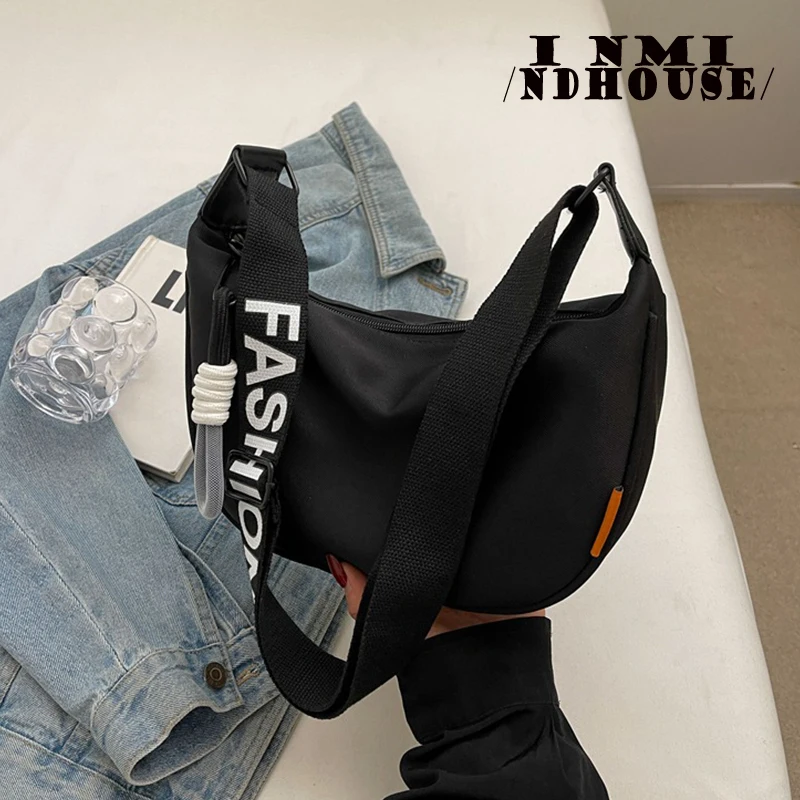 Nylon Hobos Crossbody Bags Solid Casual Zipper Women\'s Bags 2024 Fashion High Capacity Solid Color Single Shoulder Totes Bag