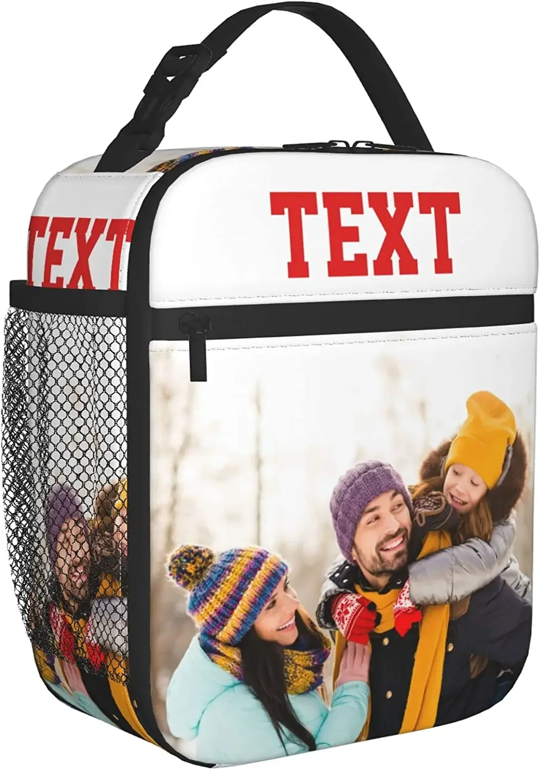 Custom Lunch Bag Personalized Lunch Box with Photo Text Customized Insulated Tote Bag for Family Friends School Office Picnic