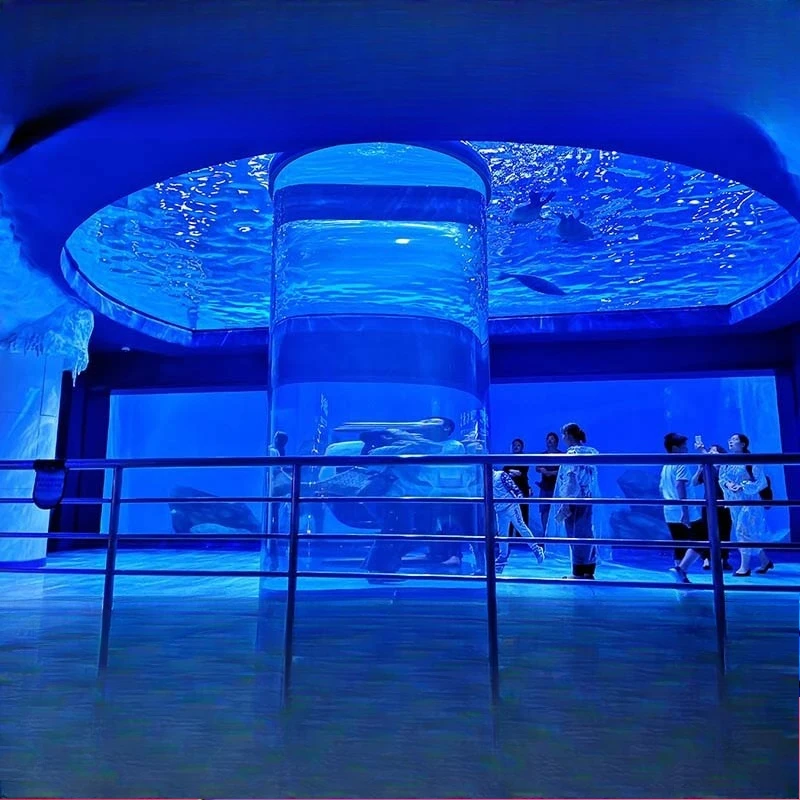 

cylindrical fish tank, transparent acrylic ecological viewing in hotel shopping malls