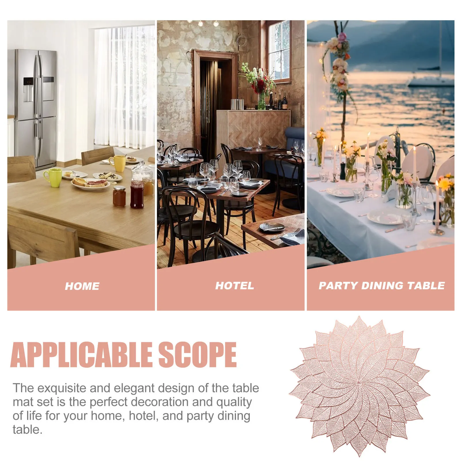 6 قطعة الحصير مفرغة الجدول المفارش الحديثة لطاولة الطعام المطبخ مطعم حفلة قابلة لإعادة الاستخدام مقاومة للحرارة مكان الحصير #4