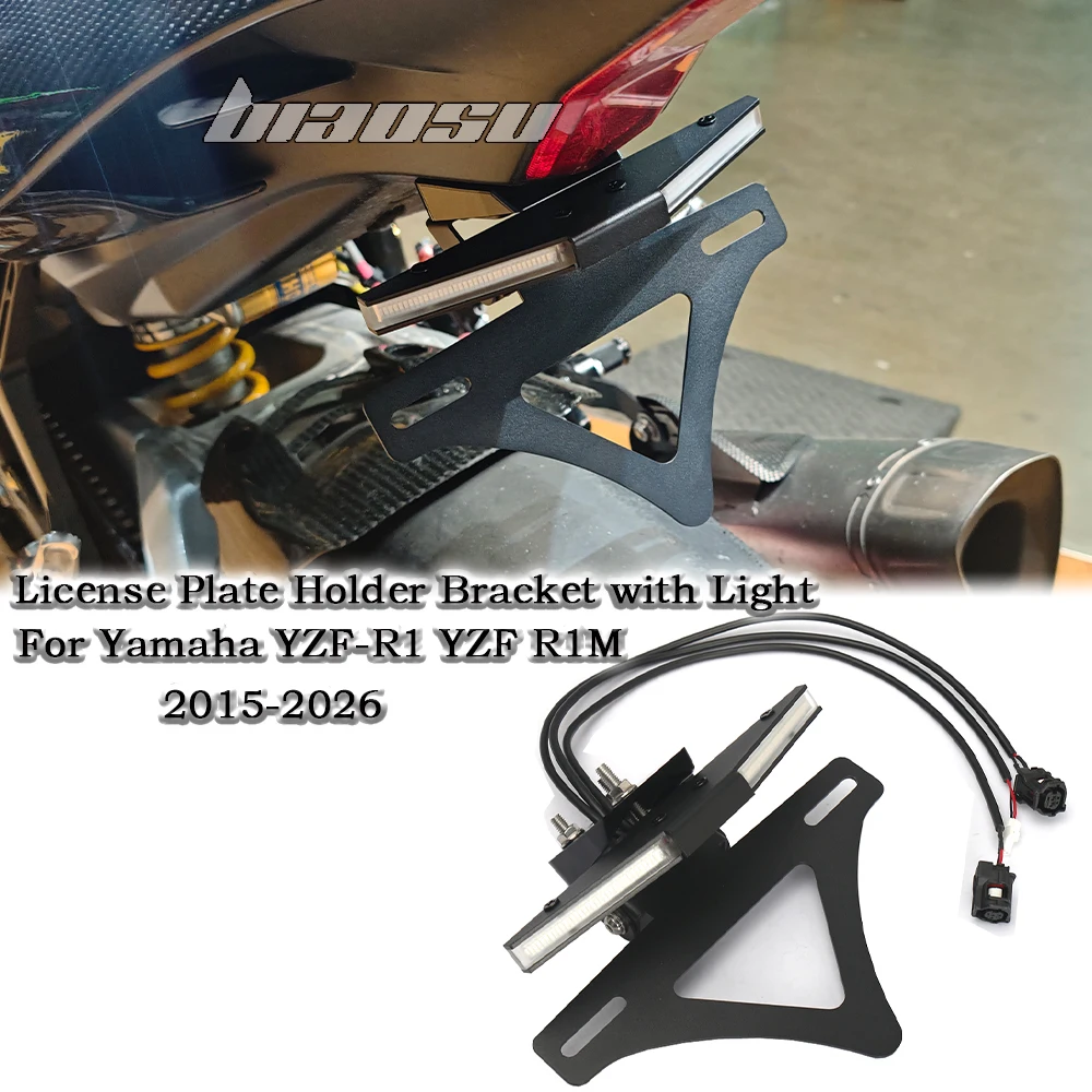 

For Yamaha YZF-R1 YZFR1 YZF R1M R1 2015-2025 Motorcycle Tail Tidy Fender Eliminator Kit License Plate Holder Bracket with Light