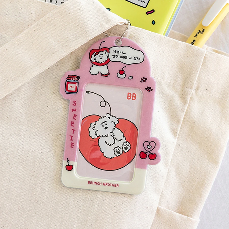 1pcs Photocard Card Holder,3Inch Cartoon Card Binder with Chain Photo Protector Photo Card Album Sleeves Keychain Pendant