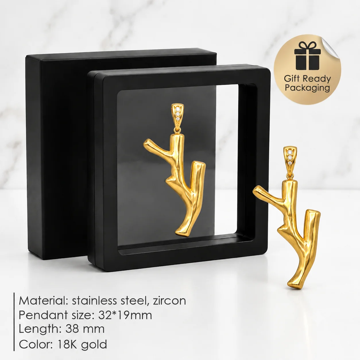 Stainless Steel Smooth Tree Branch Pendant Abstract Twig Charm For DIY Necklace Jewelry Making Accessories