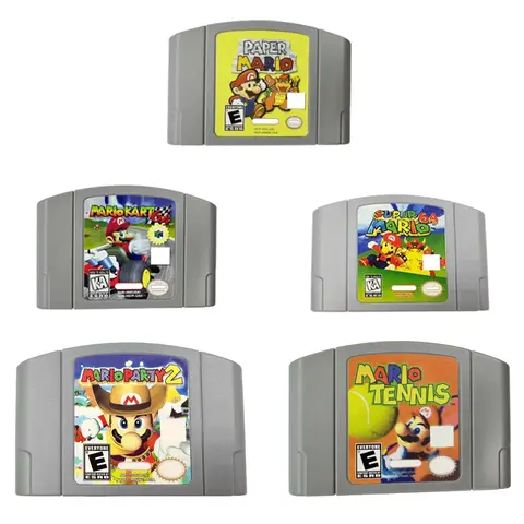 N64 USA NTSC Version 64 Bit Console Video Games Cartridge Super 64 Kart Party1 2 3 Paper Smash Mario. Series Collection Gifts Toys