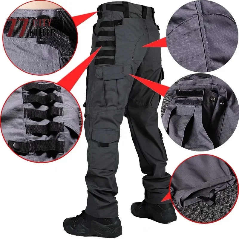 77City Killer Tactical Pants Men Cargo Military Elasticity Joggers Men Quality Multi-pocket Mens Trousers SWAT Men Pants Hombre