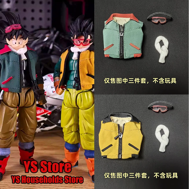 

1/12 Anime Boy Soldier Motorcycle Vest Coat Top Mini Scraf Glasses Toys Accessory For 6" Dragon Ball Son Goku Figurine Cosplay