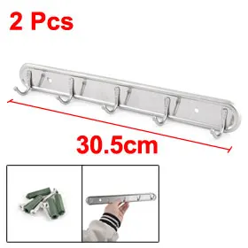 2pcs Multi-Purpose Hooks Bedroom Washroom Wall Mounted 5 Hooks Towel Hat Coat Hanger Holder Rack