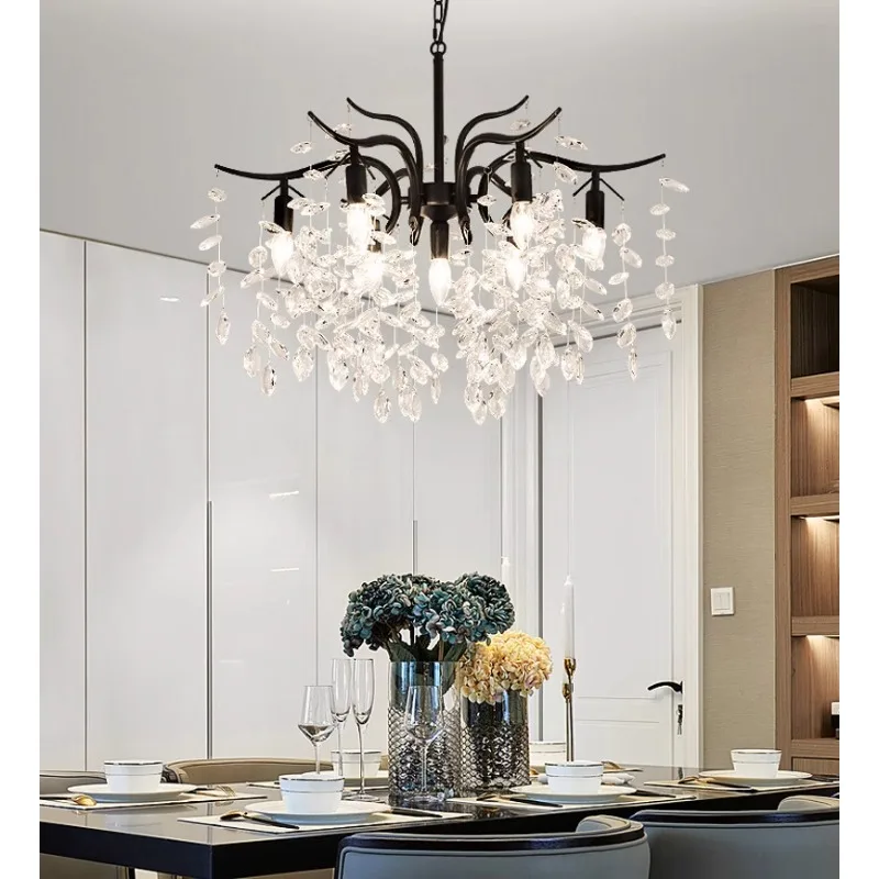 

Modern Ceiling Crystal Chandelier Black For Living Room Dining Room Bedroom Kitchen Crystal Candle Ceiling Pendant Chandeliers
