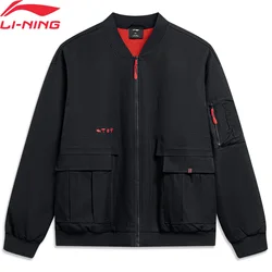 Li-Ning Men Sports Style Windbreaker Loose Fit 100%Polyester Pockets Warm Embroidered LiNing Stylish Leisure Coat Jacket AJMU011