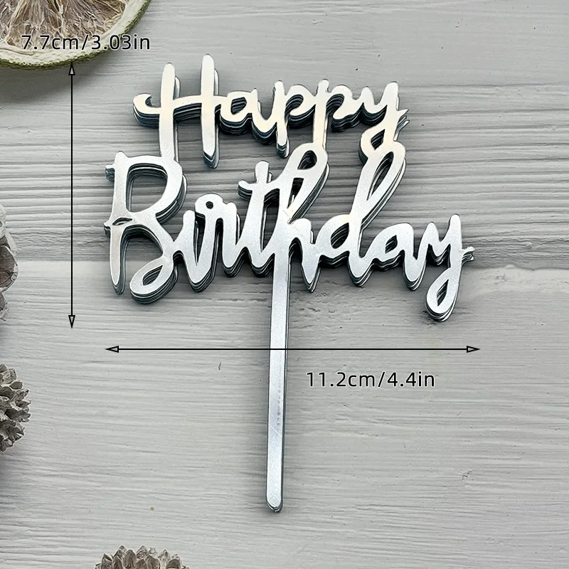 10 Stück Acryl-Kuchenaufsatz „Happy Birthday“, Rosa, Gold, Silber, für Kinder, Männer, Frauen, Babyparty, Party, Kuchendekoration, Geschenkzubehör – Detail 12