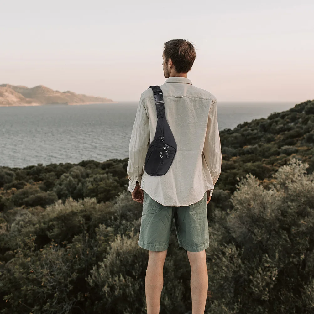 

2Pcs Single Shoulder Bags Sports Waist Zippered Cross Body Storage Sling Outdoor Phone Man Bag Adjustable Backpack