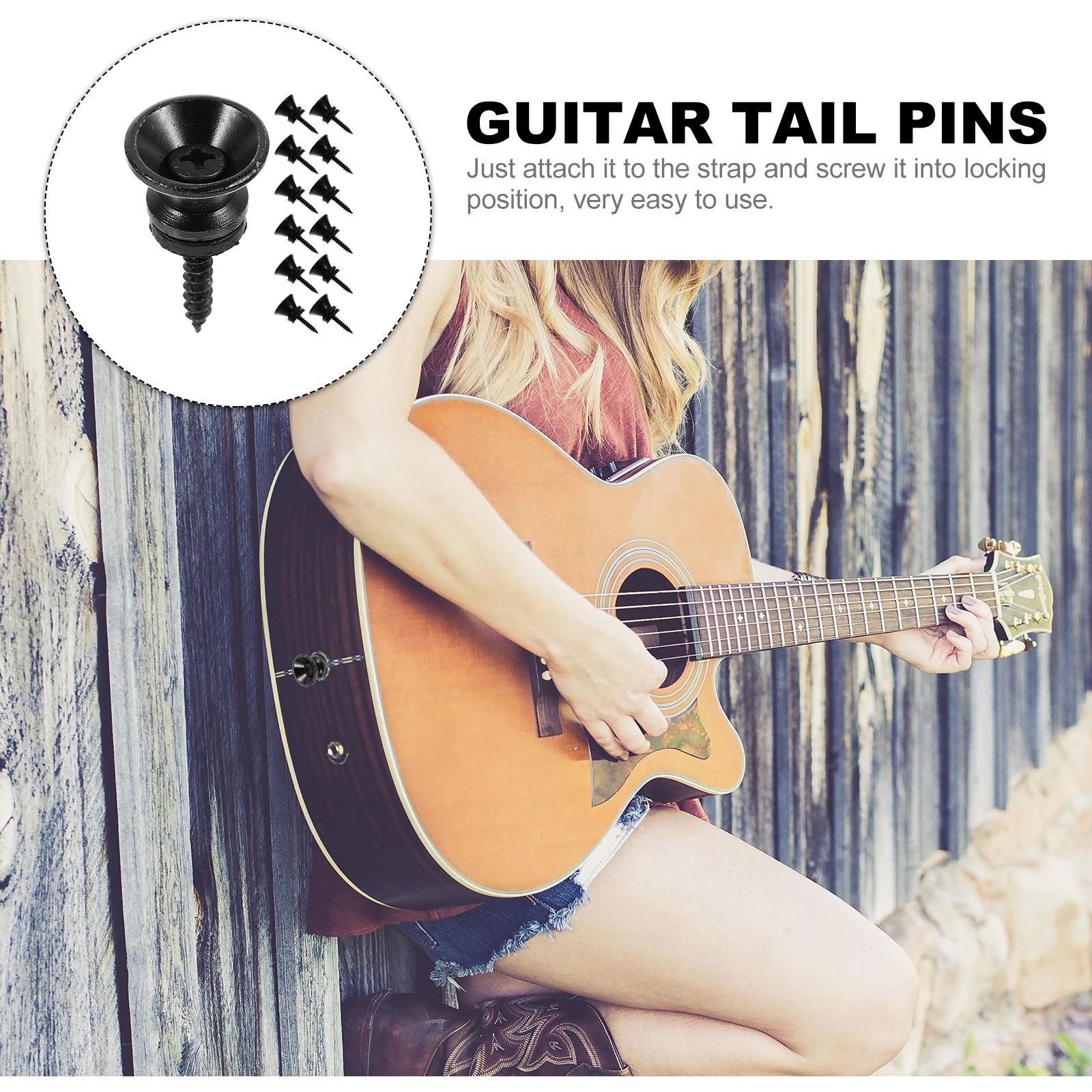 

20 Sets Tail Nail Guitar Fixator Acoustic Bass Button Metal End Pin with Gasket Electric Parts Alloy Pins Replacement Clip
