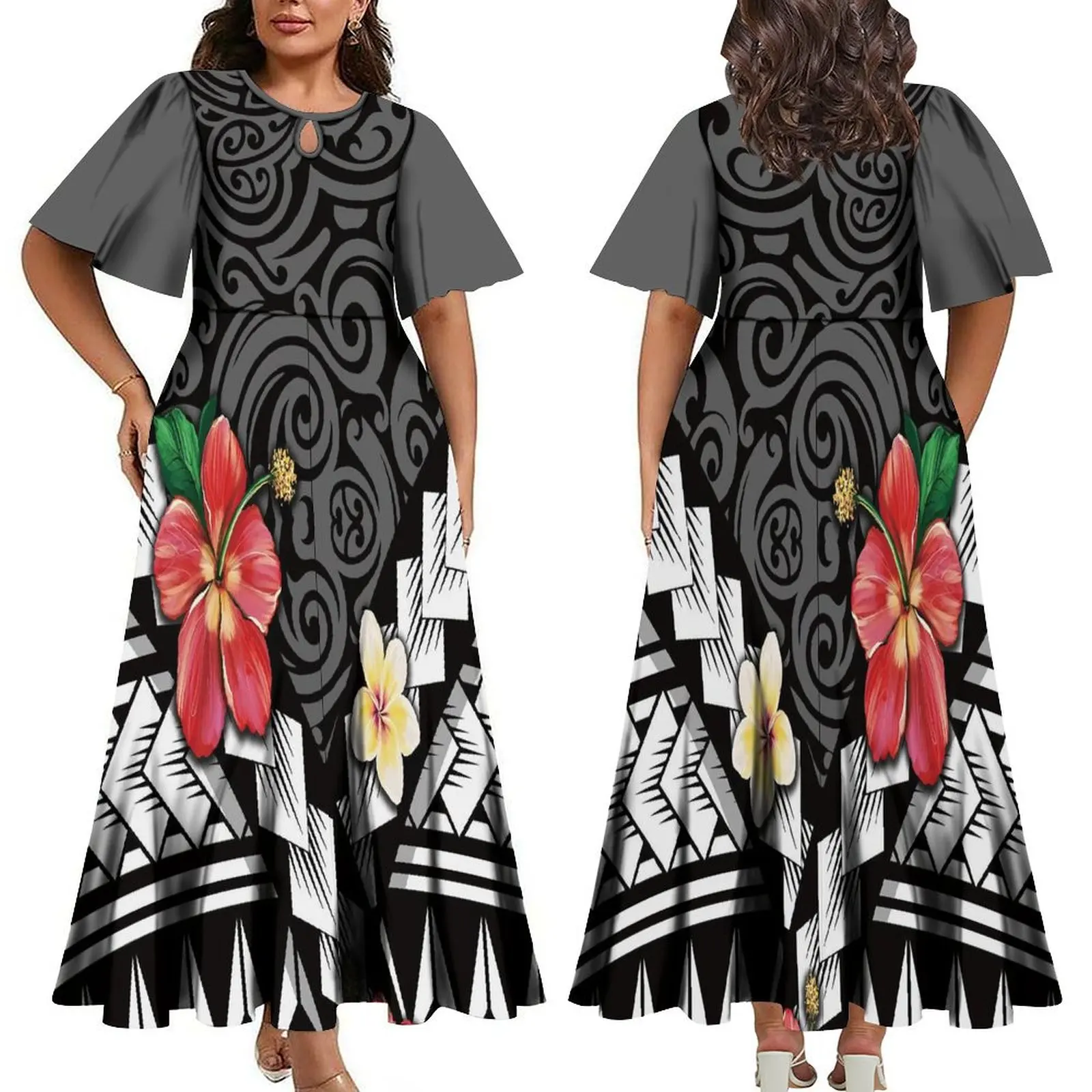 

Women'S Crew Neck Dress Polynesian Tribe Design Samoan Women'S Dress Party Plus Size 6xl Free Shipping