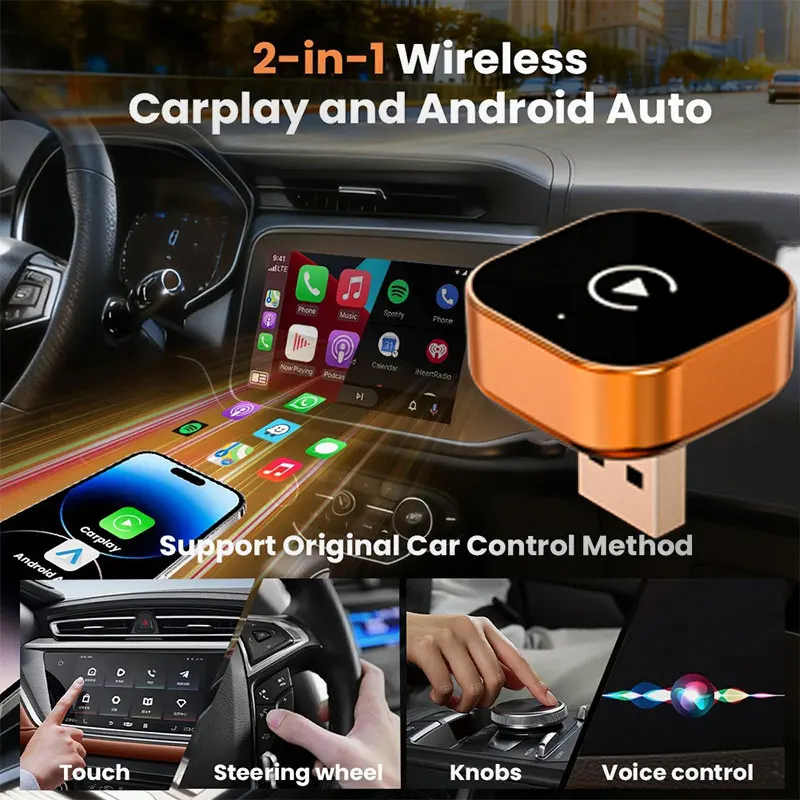 TrolinkTek 2026 Wireless CarPlay Adapter Navigation Upgrade Box 5GHz WiFi USB/Type-C Plug Low Latency Auto-Connect OTA Upgrade