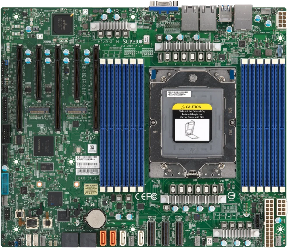 For H13SSL-N supports AMD ZEN4 9004 series CPU and supports 96-core CPU single channel at most.