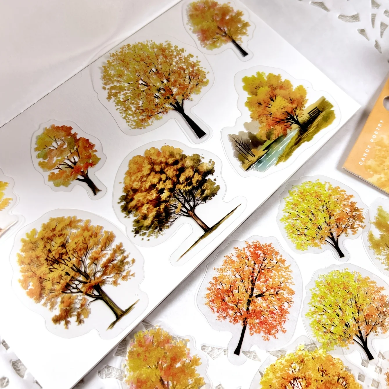 JIANQI 40 قطعة/الحزمة العديد من مواد الأشجار ملصقات أربعة الموسم ديكور DIY بها بنفسك حساب اليد مذكرات سكرابوكينغ ألبوم ملصقات الحرفية