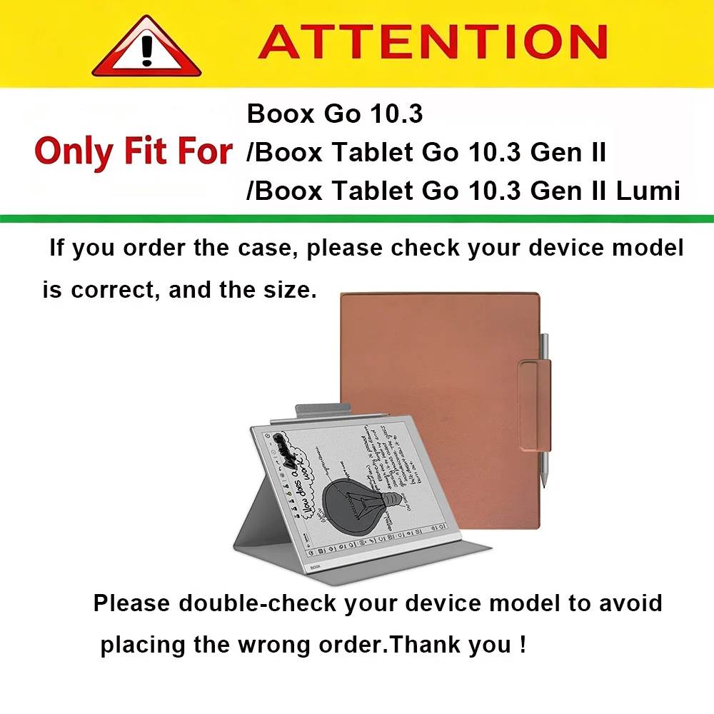 Cover for Boox Go 10.3/BOOX Tablet Go 10.3 Gen II/Gen II Lumi E-Paper, Ultra-Thin Lightweight Protective Cases with Pen Buckle