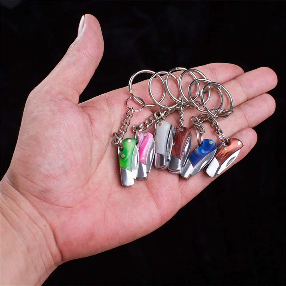 سكين صغير قابل للطي المفاتيح سكّين متعدّد الاستخدامات في الهواء الطلق معلقة قلادة التخييم سكين جيب الفولاذ المقاوم للصدأ Unboxing أدوات القطع حقيبة