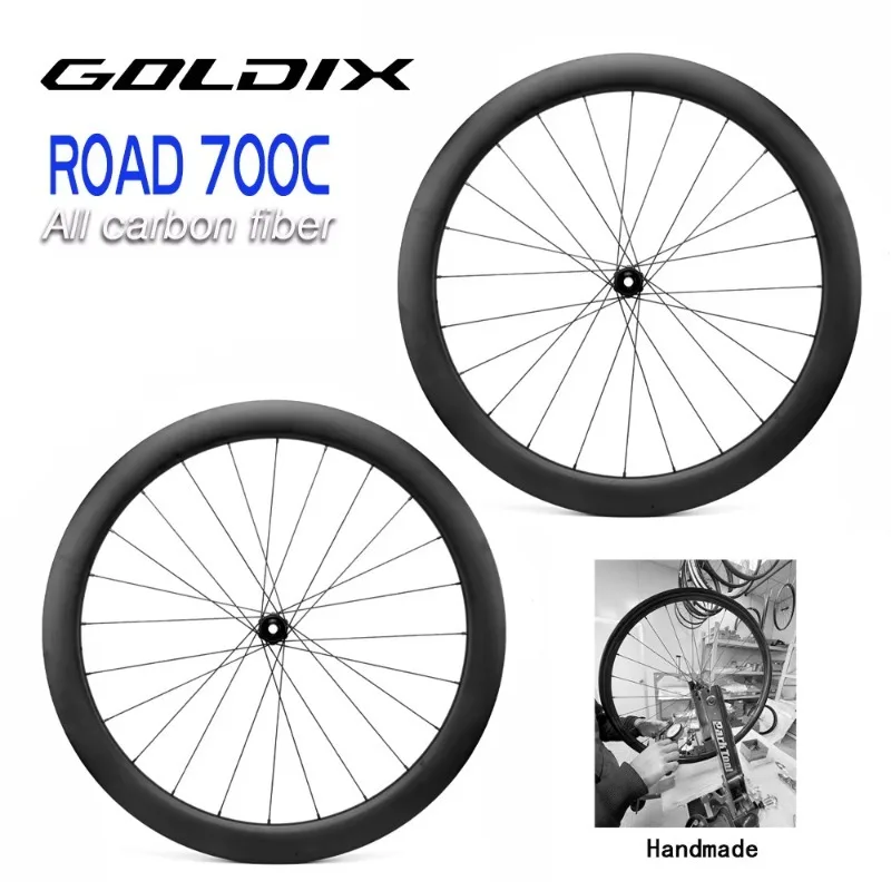 Ultra-light Handmade Road Bike Wheelset T800 Full Carbon Fiber Rim 24 Holes 370 Barrel Hub SAPIM Spokes