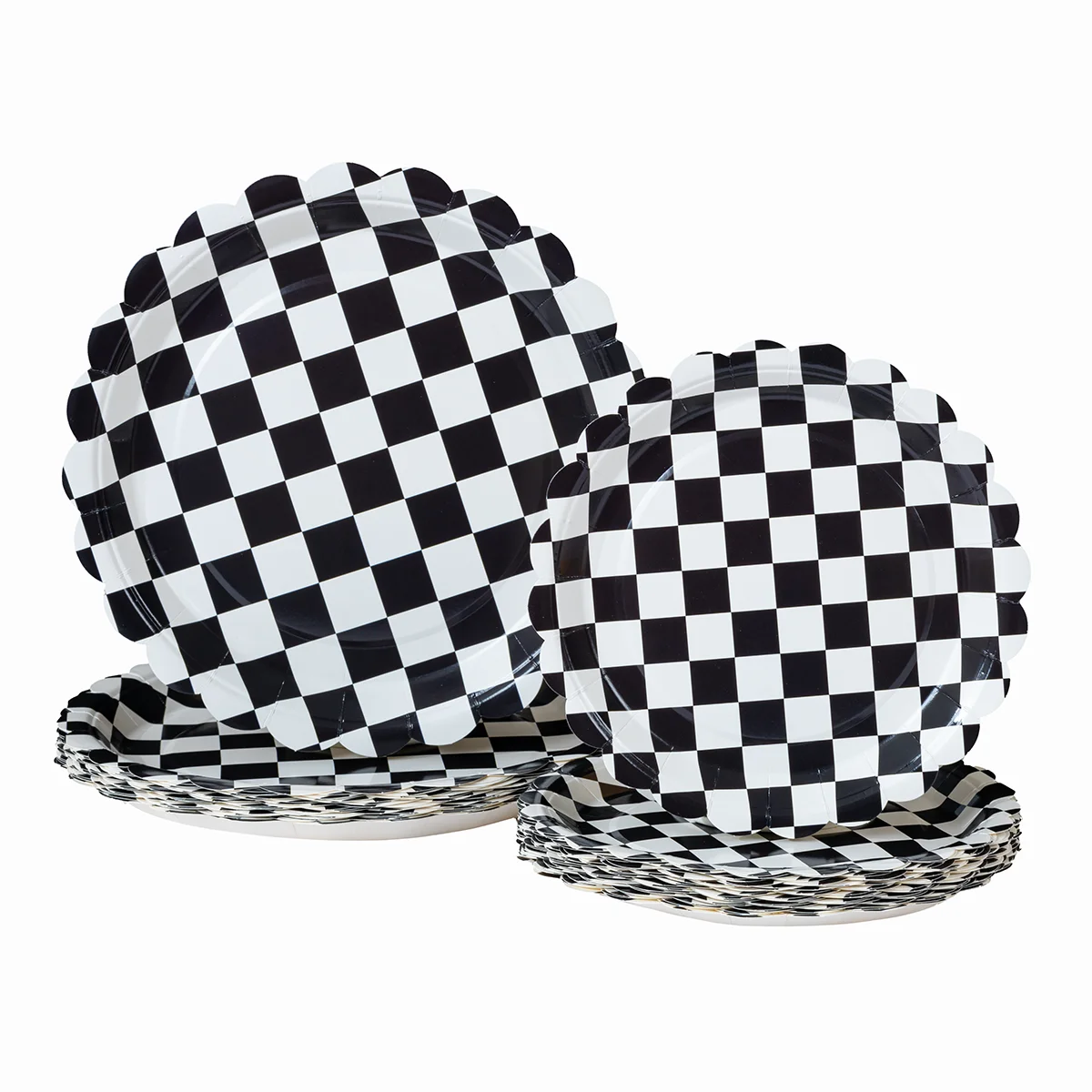 10/25/50pcs Black White Checkerboard Disposable Paper Plates Party Dinner Plates for Birthday Party Supplies view 6