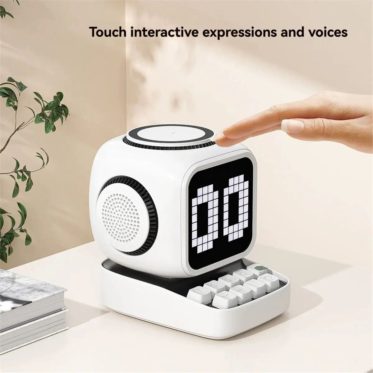 T19C Retro Pixel Art Bluetooth Speaker 15W Wireless Charger Clock White Noise Speaker Home Decoration Cute Gift Black view 5