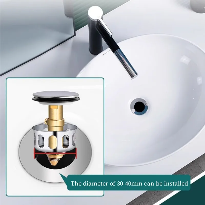 Basin Drains Universal Metal Filter Valve Pop-up Drainer Waste Stopper Bathtub Strainer Plug Hair Catchers Bathroom Accessories image 3