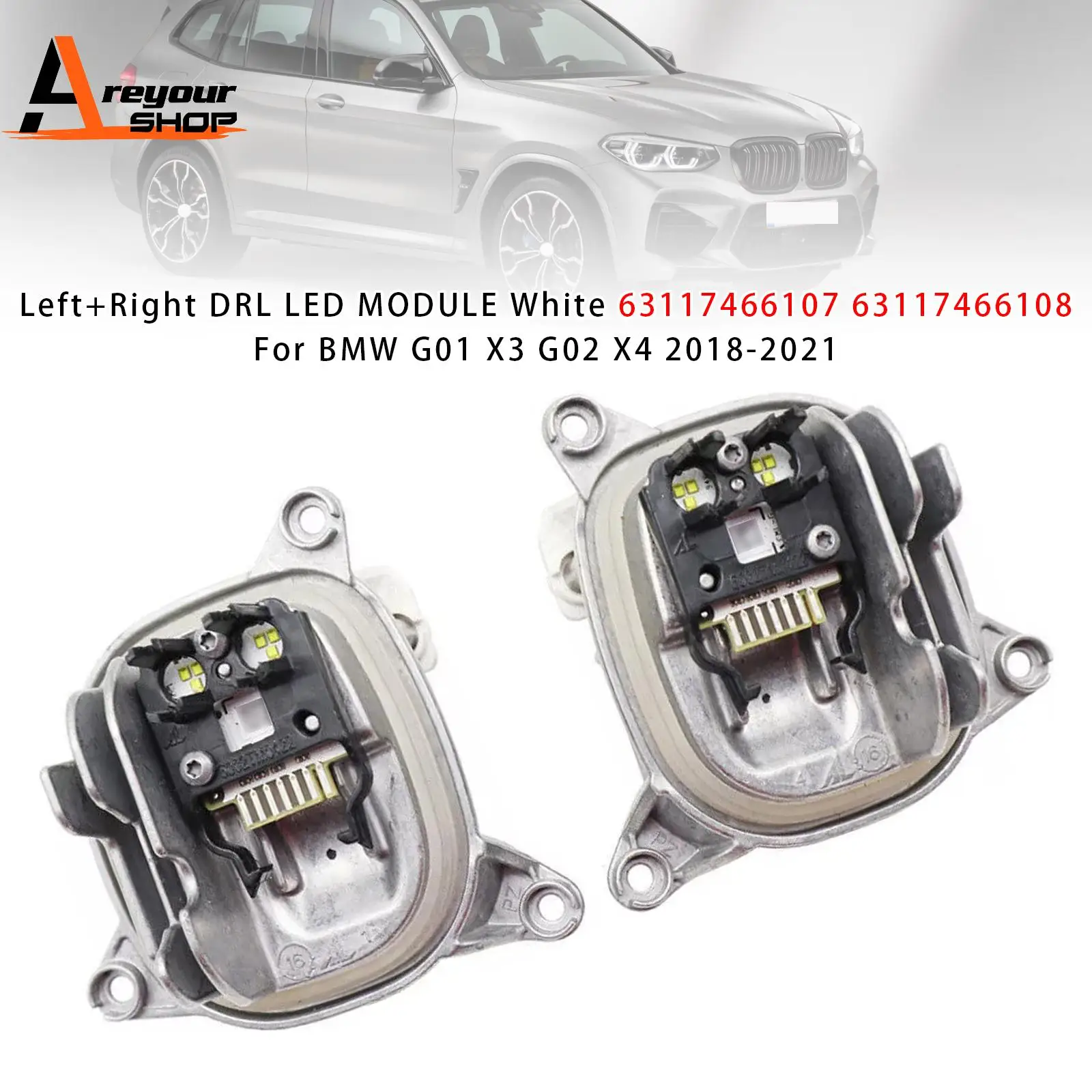 

МОДУЛЬ светодиода DRL слева и справа, белый 63117466107 63117466108 для BMW G01 X3 G02 X4