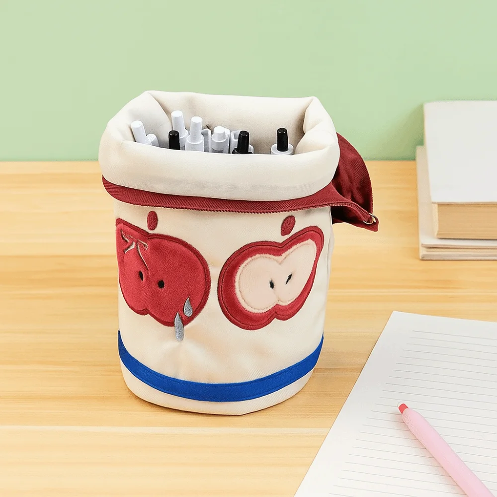 Desktop Storage Cartoon Cat Stationery Bag Water Cup Shape Large Capacity Handheld Pen Container Korean Style Aesthetic
