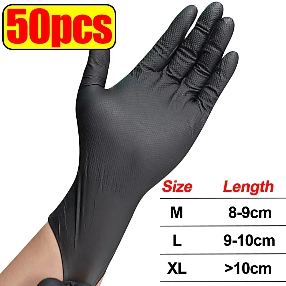 Nitrile Gloves Rubber Latex Gloves Disposable Black Washing Tableware Housework Car Industry Gardening Pet Care Cooking