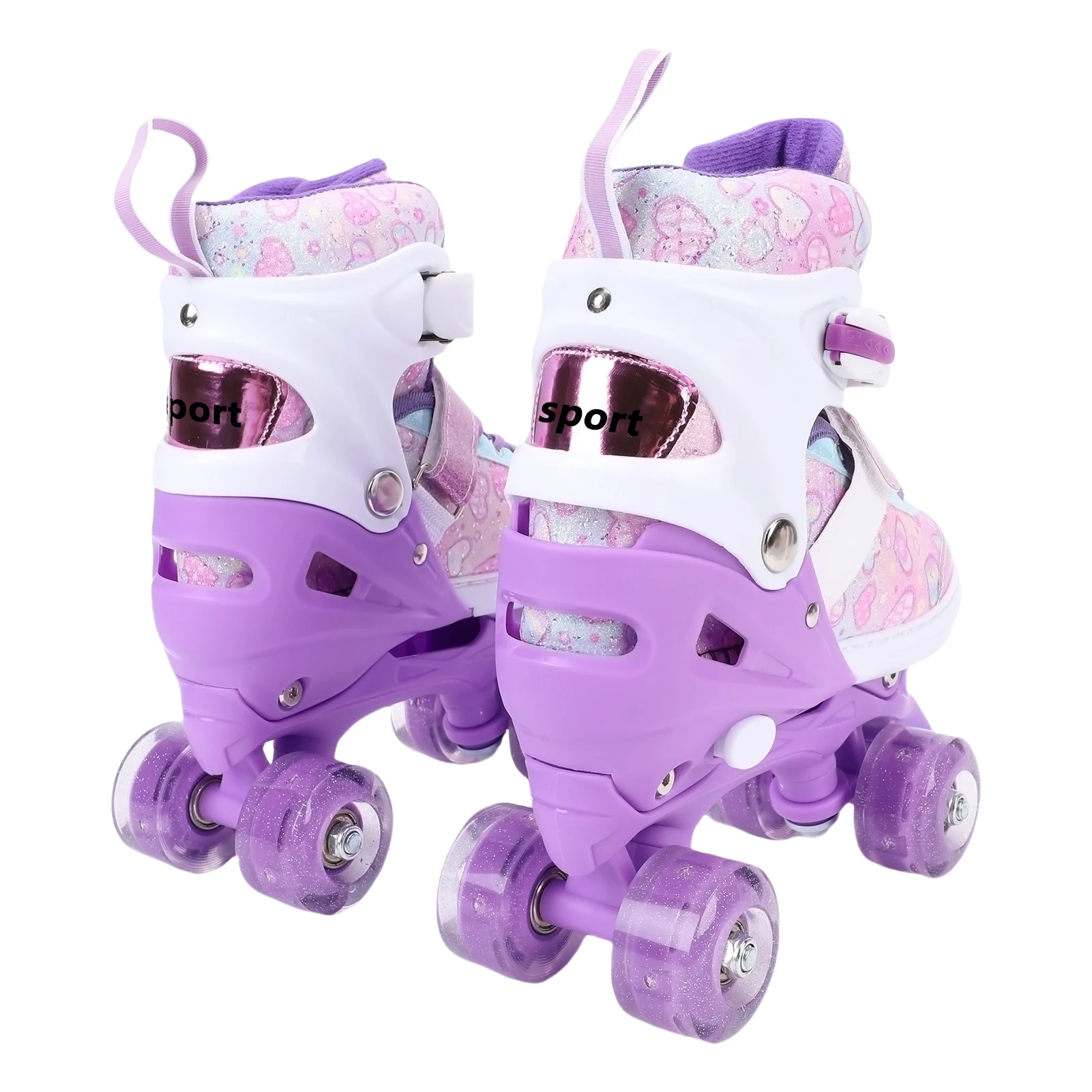 Tomshoo Rollschuhe für Kinder und Mädchen im Alter von 6–12 Jahren, 4 Größen, verstellbare Blinkräder, ABEC-Lager, dreifacher Schutz für draußen und drinnen – Detail 2