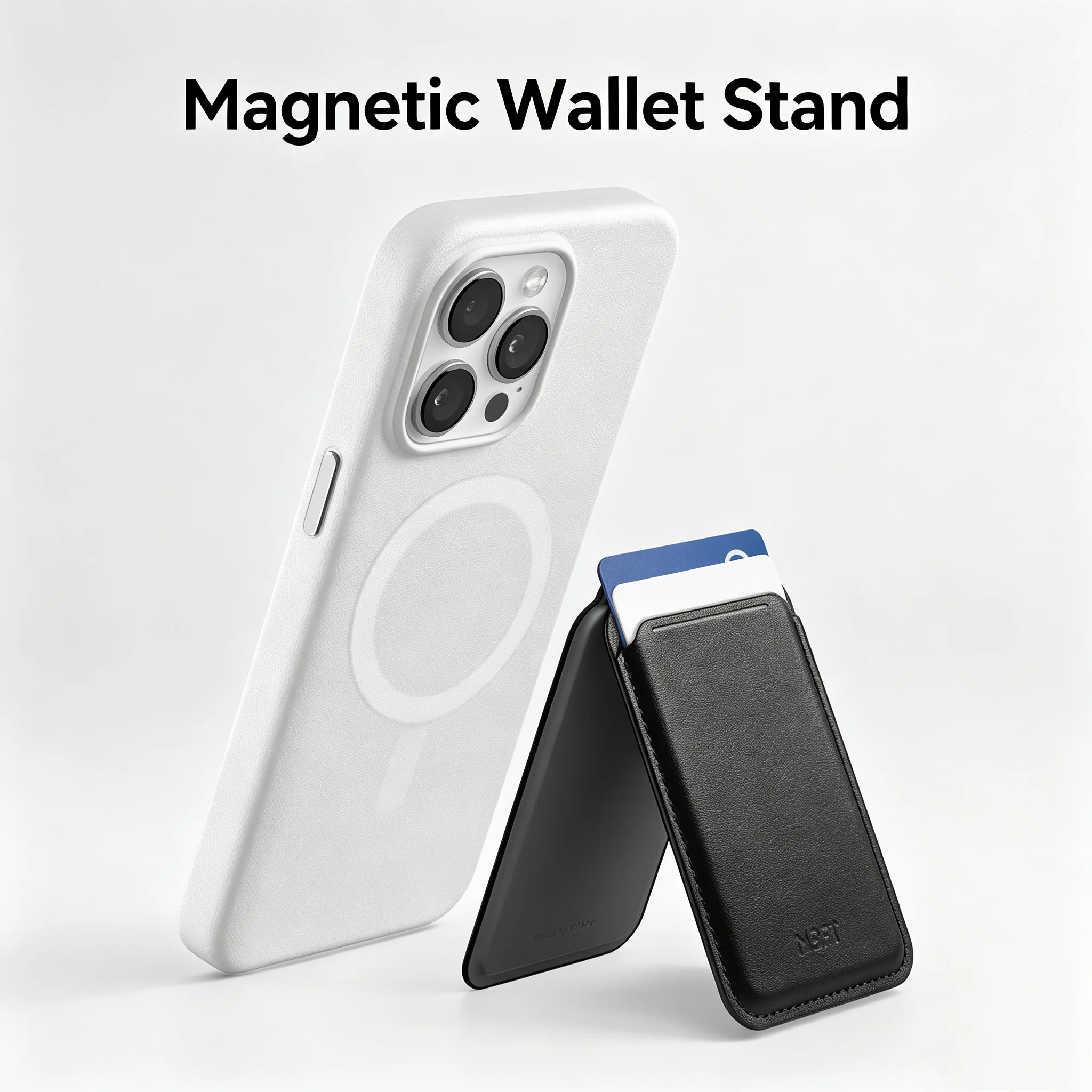 

MagSafe 3-in-1 Phone Accessory Magnetic Stand Wallet Flashlight Openable ID Window Portable Durable
