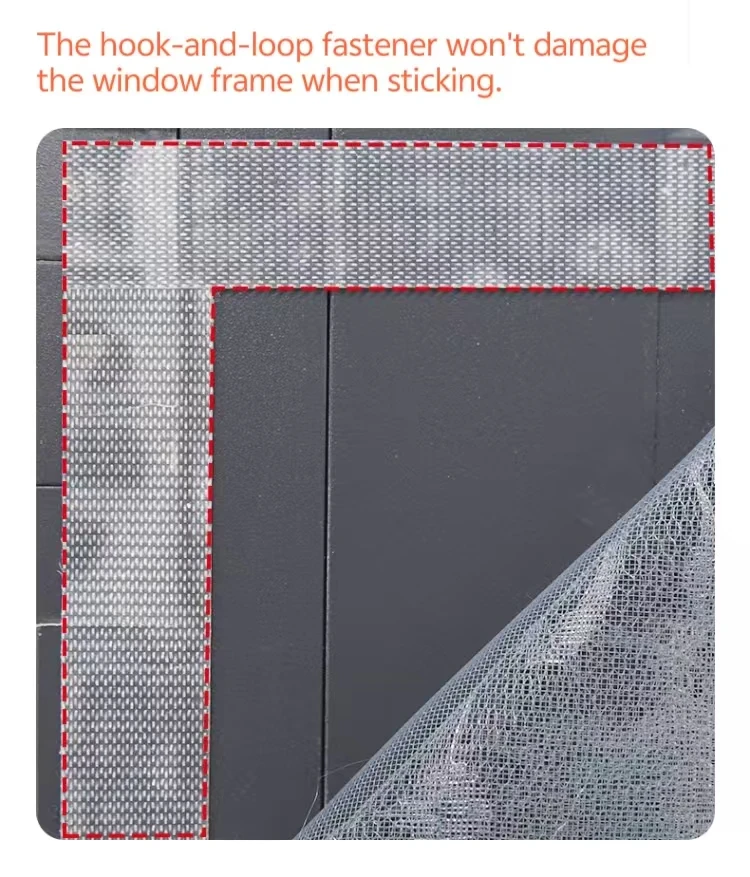 Fenêtre magnétique grise en maille de diamant personnalisée, auto-adhésive invisible, anti-moustiques, non poreuse, détachable, dentelle
