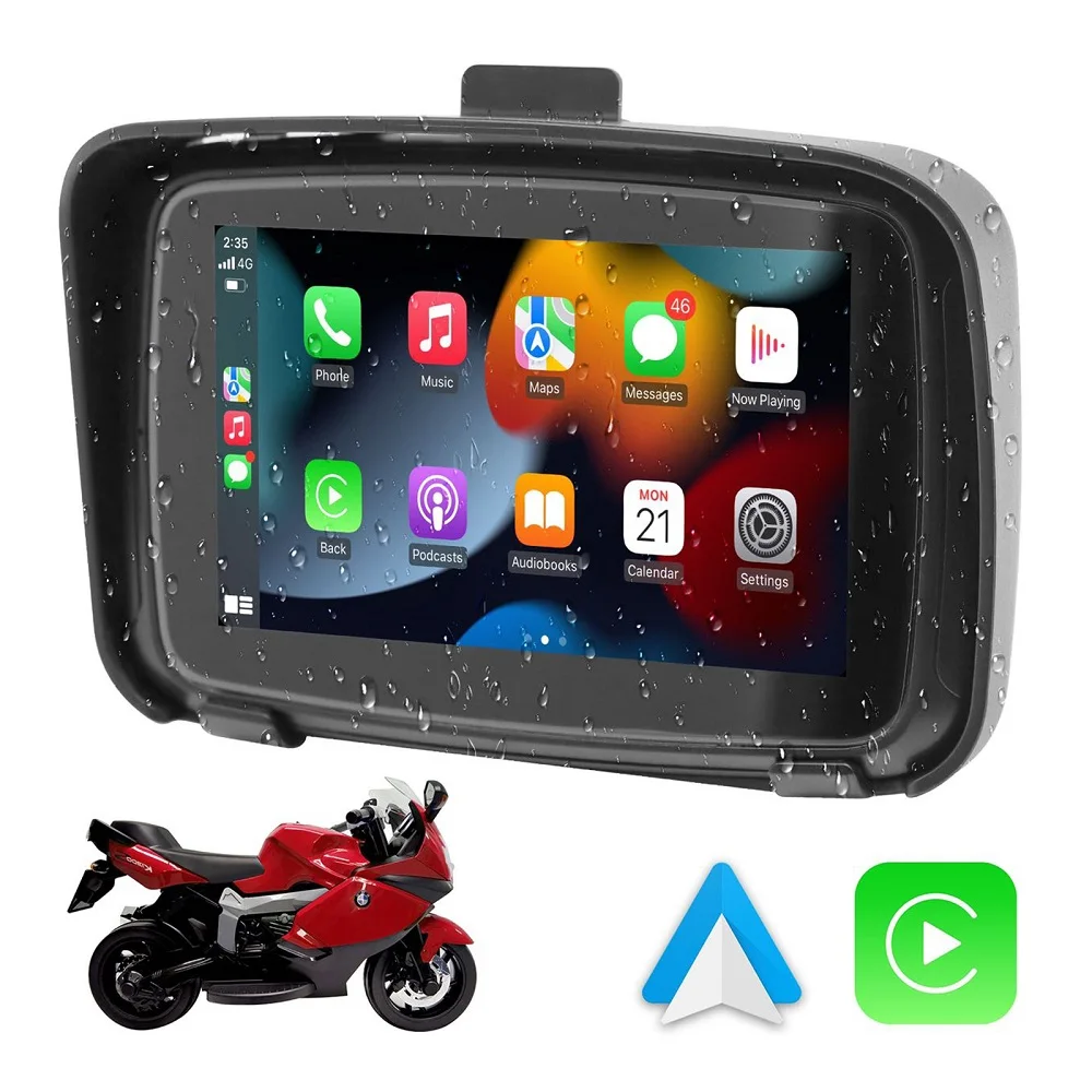 5 Inch Motorfiets Carplay Android Auto Scherm Waterdichte Draadloze Apple Carplay Touch Screen Moto Carplay Ipx7