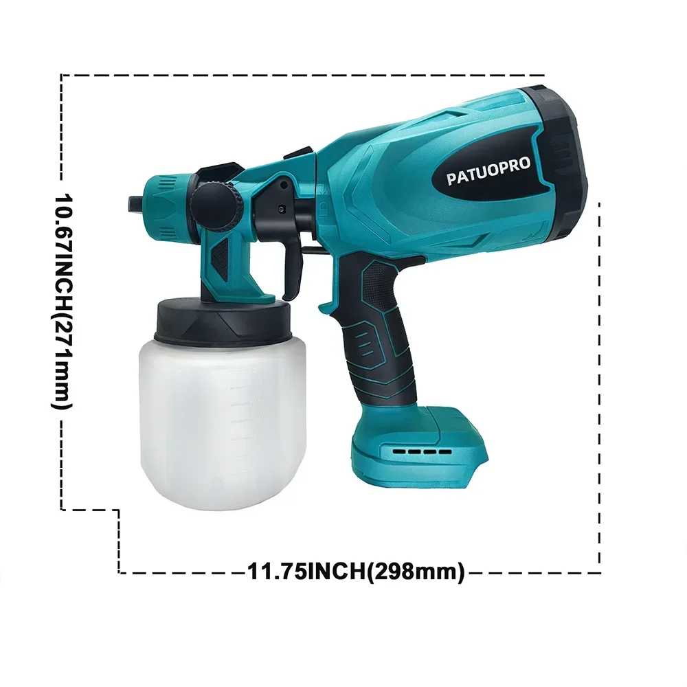 4100RPM มือถือไฟฟ้าสเปรย์ปืน 800ML HVLP Paint Sprayer Auto เฟอร์นิเจอร์เคลือบ Airbrush สําหรับ Makita 18V แบตเตอรี่