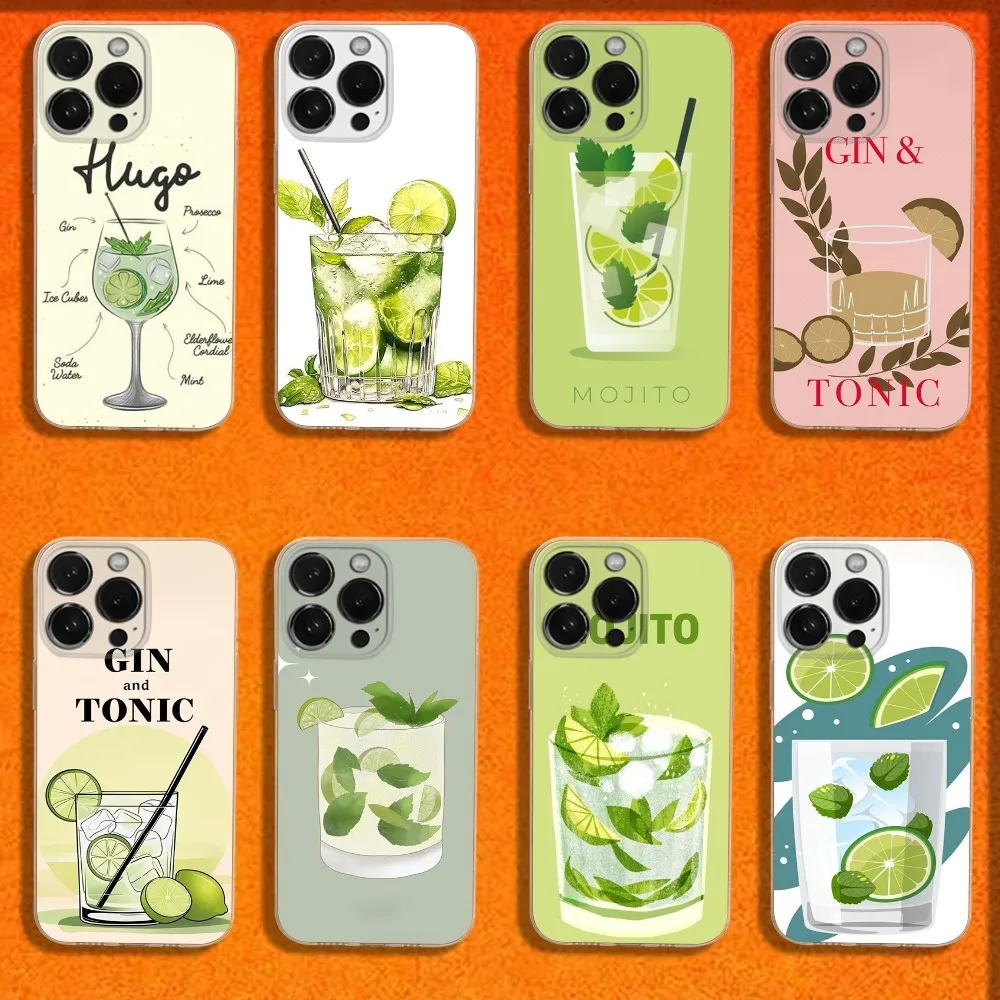 

Gin & Tonic Cocktail Phone Case For iPhone 16,15,14,13,12,11 Plus,Pro,Max,XR,XS,Plus,SE,Mini Transparent Soft Cover