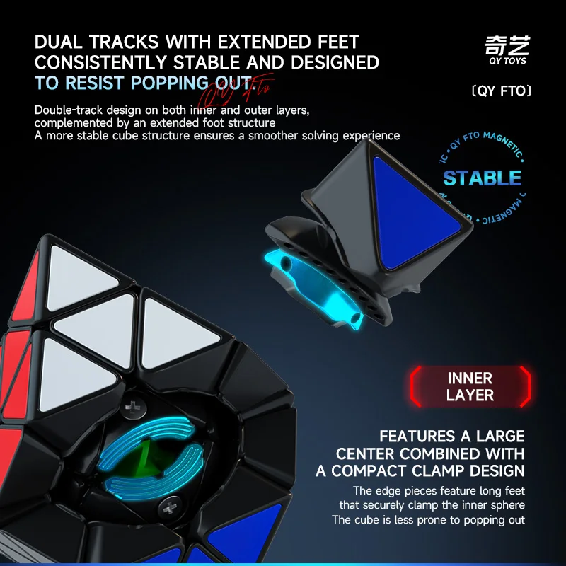 [ECube] QiYi FTO M Face Turning Octaedro Cubo Nero Senza Adesivo Magnetico Liscio Cubo di Velocità Professionale Puzzle Cubi Giocattoli