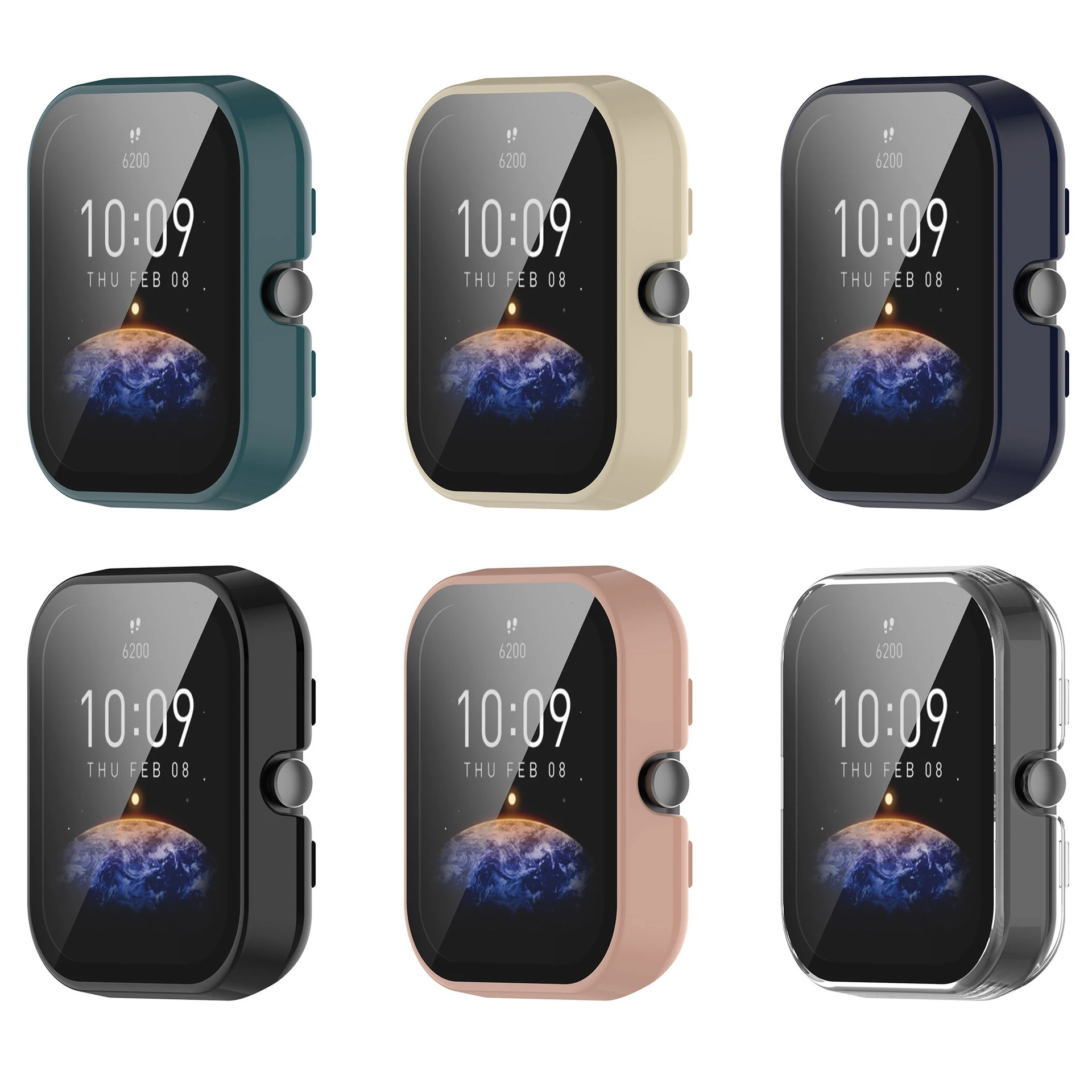 Étui en verre 2 en 1 pour Amazfit Bip 3, Bip3 Pro, protecteur d'écran, housse de protection, coque pare-chocs, étuis de cadre de protection