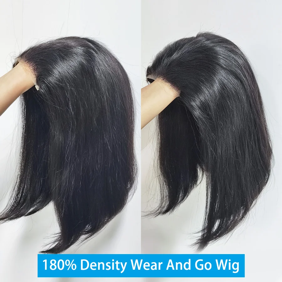 Bob Glueless Wig Human Hair Ready To Wear Short Bob Wig Lace Front Human Hair Wigs 4X4 Transparent lace CLosure Wigs Glueless Preplucked Human Wigs