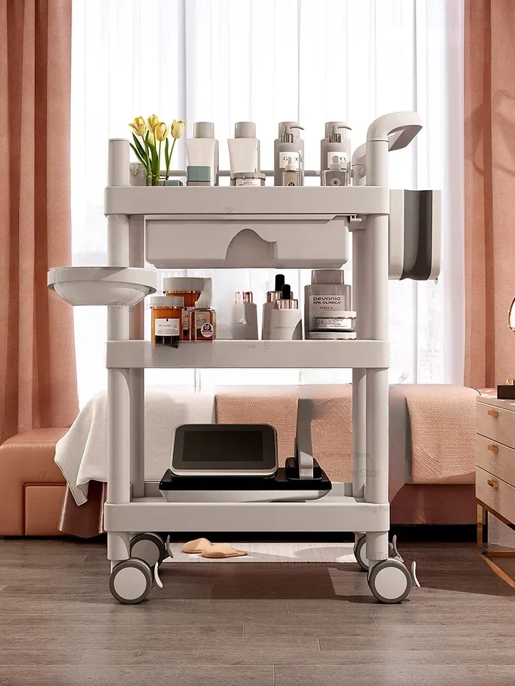 Simple Rolling Beauty Cart Salon Trolley Tool Manicure Cosmetic Salon Trolley Tattoo Lash Carrello Attrezzi Beauty Furniture