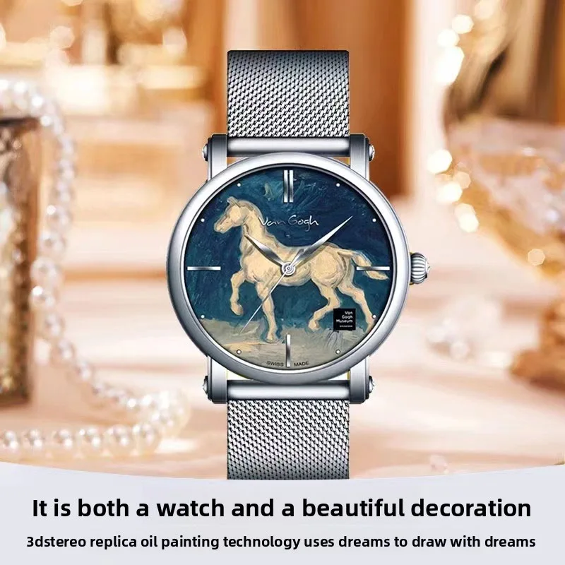 

Мужские часы Van Gogh, диаметр 44 мм, дизайн, пластырь, 3d стерео, стиль масляной живописи, водонепроницаемые швейцарские кварцевые часы