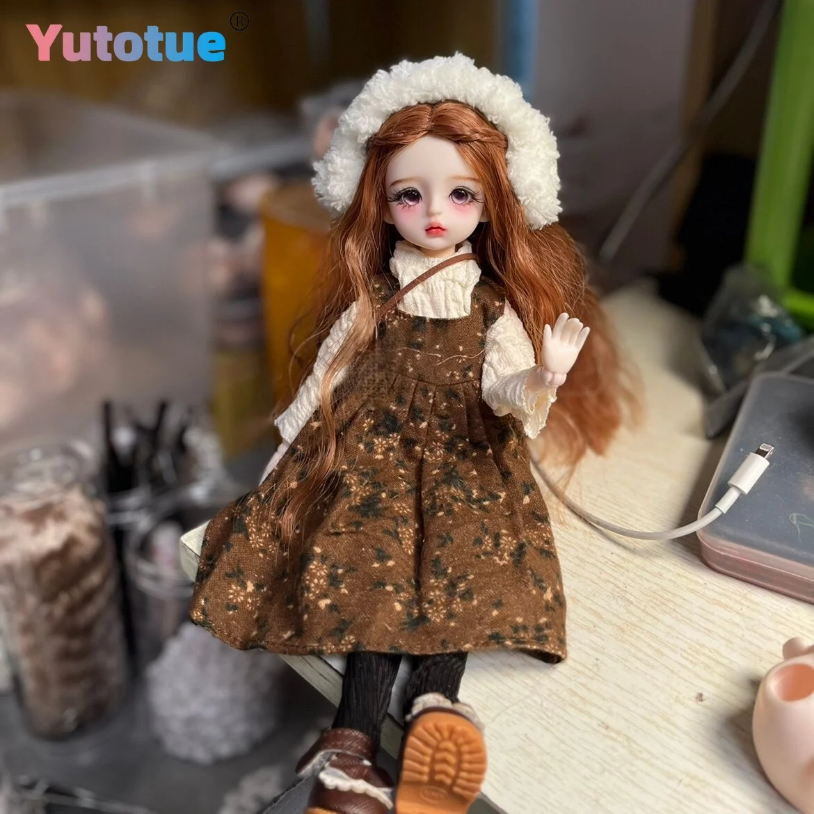 YUTOTUE 12 inch Height Girl Doll Long Curly Hair Dress Shoes Removable DIY 1/6 BJD Toy