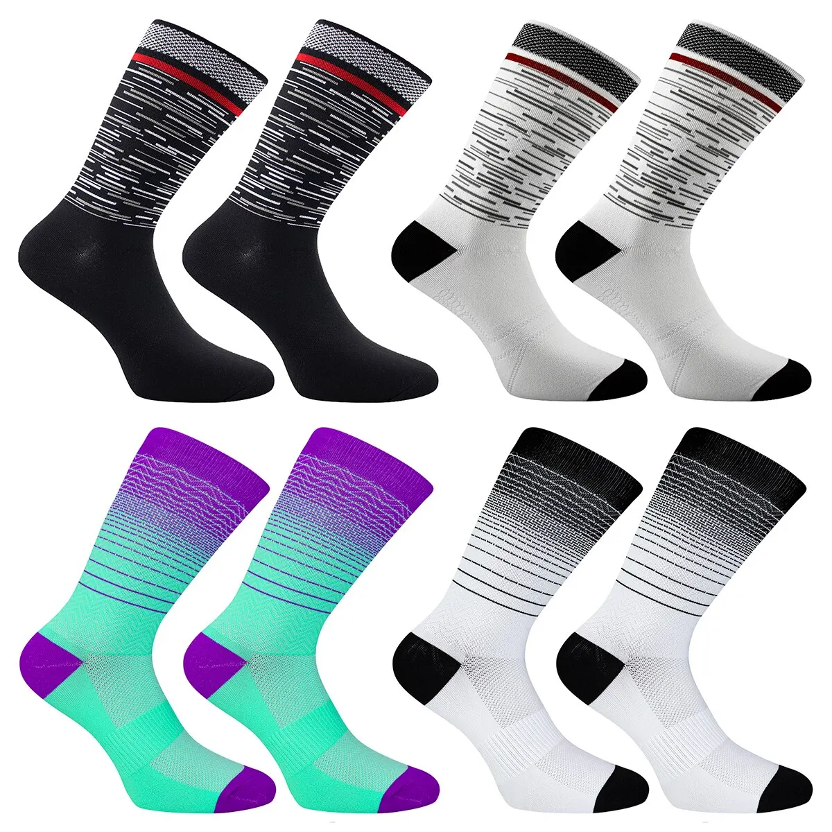 Men Women Cycling Socks Professional Tall Crew Road Trail Bike Socks Breathable Quick Dry Premium Fiber Sports Runing Socks