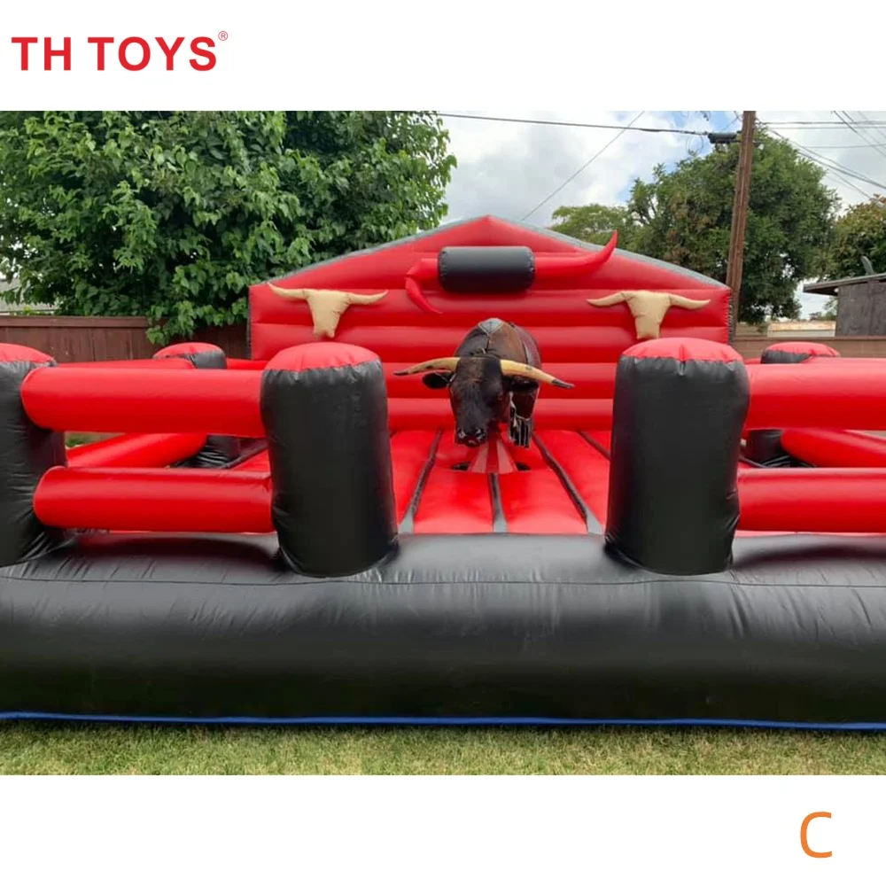 Jeux d'équitation de taureau mécanique de rodéo gonflable pour enfants et adultes, équipement de Machine de football à vendre