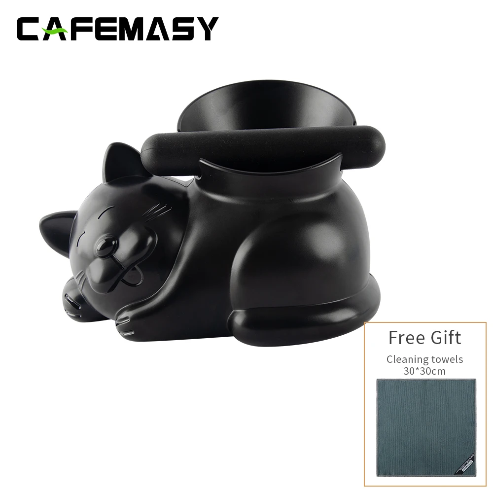 

Cat Shape Coffee Knock Box Barista Tools Mini Anti Slip Grind Coffee Powder Grounds Container Residue Box Dump Bin Can Black