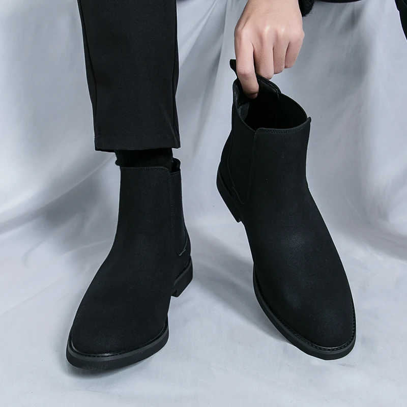 

Designer Men Chelsea Boots Luxury Velvet Men's Ankle Boots High Quality Suede Leather Shoes for Men Dress Boots Botas de Hombre