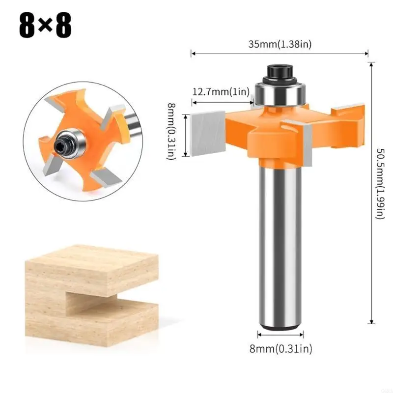 

G6KA Functional Woodworking Tool 4 Router Bit with 8mm Shank Disc Grooves Cutter for Cutting Grooves and Dadoes