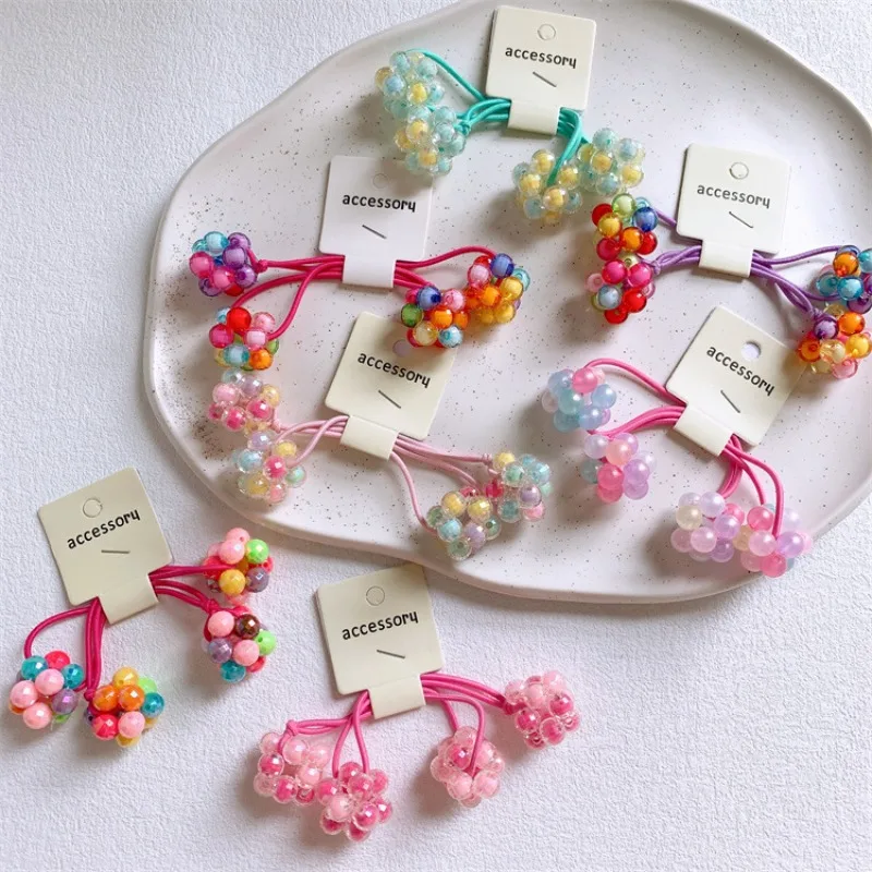 

Colorful Beaded Ball Hair Ties for Little Girls Ponytail Holders Soft Elastic Non Slip Hair Bands Cute Daily Hair Accessories